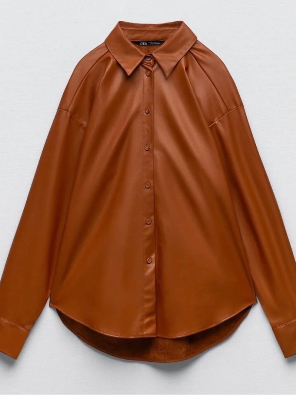 Zara Faux Leather Button Down Shirt Jacket Medium LIKE NEW